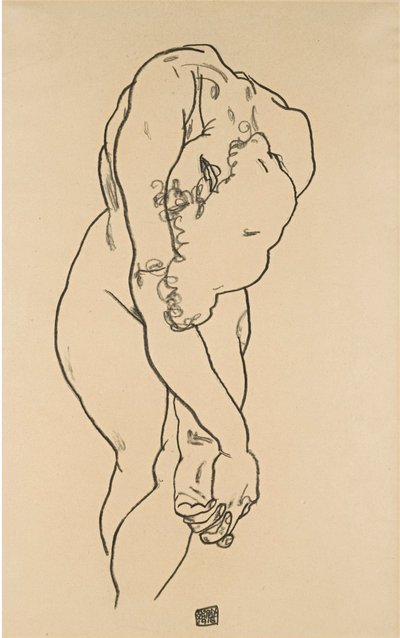 Crouching Nude with Bowed Head by Egon Schiele